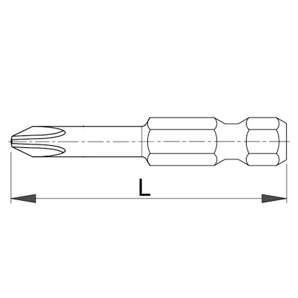 Вставка (бита) 1/4" (6,35 мм) крестовая PZ удлинённая - TS0535