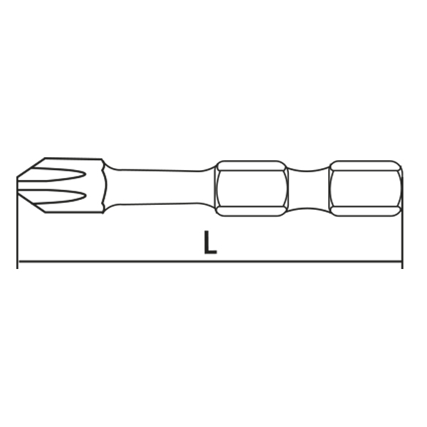 Вставка (бита) 1/4" (6,35 мм) ударная крестовая PH удлинённая - TS0687