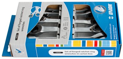 Набор ключей кованых накидных с храповиком в картонной упаковке - 170/2CS