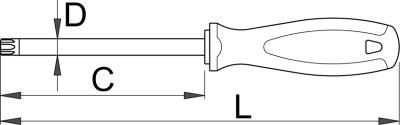 Отвёртка TORX с центральным отверстием, рукоятка TBI - 621/1TBI