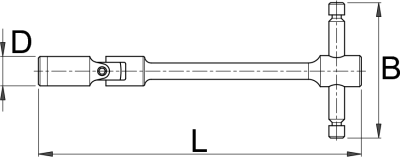 Ключ торцевой шестигранный с карданным шарниром, Т-образный - 194/1A1