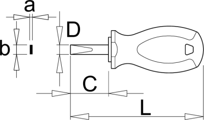 Отвёртка шлицевая укороченная, рукоятка TBI - 627TBI
