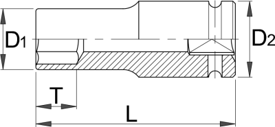 Головка торцевая ударная удлинённая, 1" - 233/4L6p