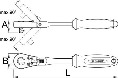 Рукоятка реверсивная с шарниром, 3/8" - 238.1/1FBI