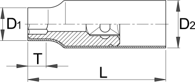 Головка торцевая шестигранная изолированная, 1/2" - 190/2VDEDP