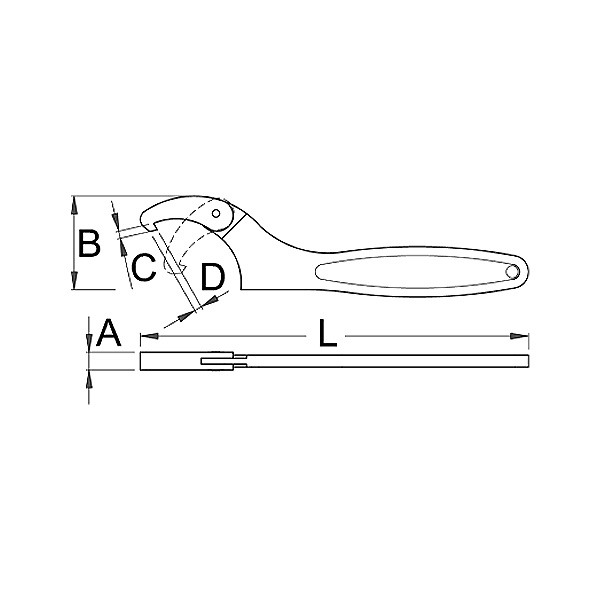 Ключ с шарниром для круглых шлицевых гаек - 255/2F